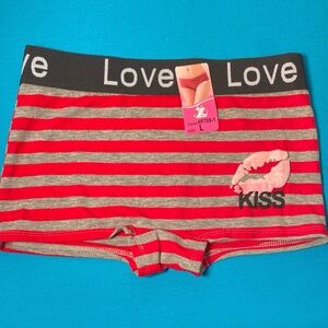 Red and Gray Striped Women's Panty NWT